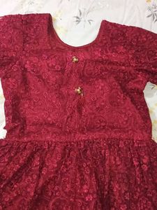 Elegant Maroon Lace Ethnic Gown