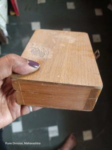 Vintage Wooden Box with Red Satin Lining