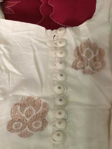 Elegant Cream Embroidered Kurti