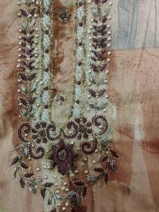 Elegant Beige Printed Kurta with Embellishments