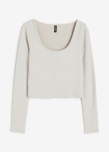 H&M ribbed Long Sleeve Cropped Top