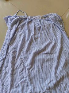 Blue &amp; White Striped Off-Shoulder Dress