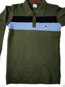 Dark Green polo full sleeves collar Shirt💚