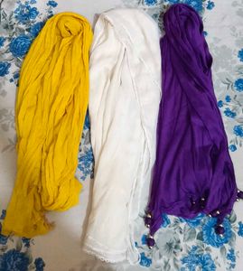 Designer Dupatta Combo (3 Pieces) | Yellow White P