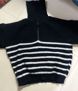 Striped Turtleneck Knit Sweater