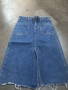 Denim Midi Skirt with Pockets