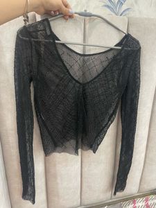 Bershka mesh embellished top