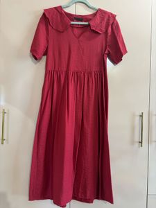 Red Dress with Cute Collar