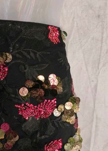 Sparkling Black Sequin Floral Skirt