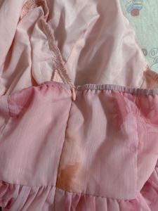 Flowy Pink Floral Strapless Maxi Dress