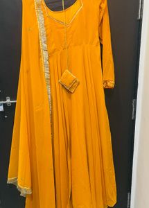 Vibrant Orange Floor length Anarkali suit n Dupatt