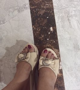 Women's Beige Bow Sandals