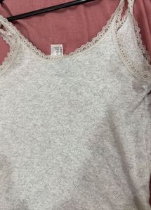 lace trimmed grey heart cami top y2k