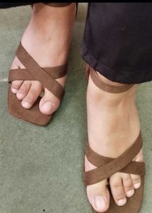 Stylish Brown Strappy Block Heels