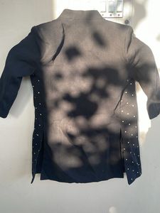 Black Polka Dot Kurta Jacket