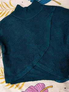 Stylish Teal Knit Sweater for plus Size