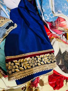 Elegant Blue &amp; Grey Saree&amp;lehenga 2 in one
