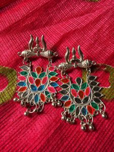 Bohemian Oxidized Silver Jhumkas