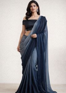 Elegant Blue Ombre Saree