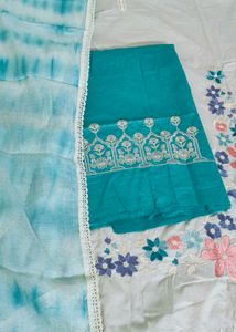 *Pure Kota Doria Suit - Embroidered Shirt &amp; Bottom