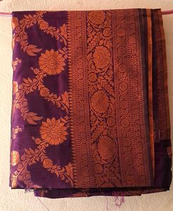 💜Purple Brocade Saree🤩