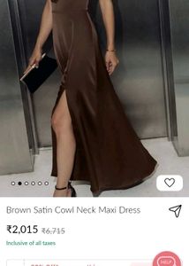 brown satin cowl neck maxi dress 🔥