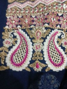 Embroidered Navy Blue kurta
