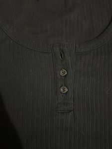 Classic Black Ribbed Henley Top