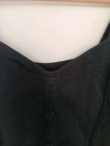 Black Button-Front Camisole Top