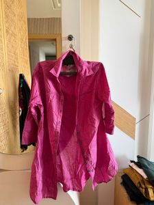 Pink Cotton Button-Down Shirt
