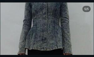 Washed Denim Peplum Jacket