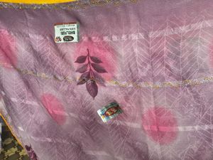 New Beautiful Purple Saree with Pink Motifs