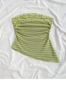 Green Ruched Strapless Tube Top from SAVANA