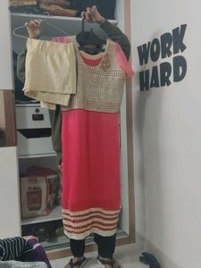 Elegant Pink &amp; Gold Salwar Suit