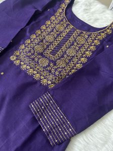 Elegant Purple Embroidered Suit Set