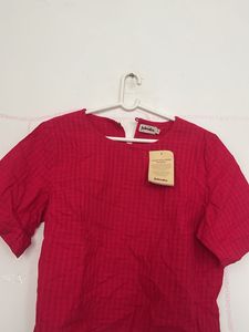 Bright Red Textured Cropped Top