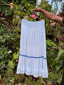Light Blue Tiered Maxi Skirt