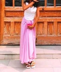 Stylish Pink Dhoti Drape Skirt