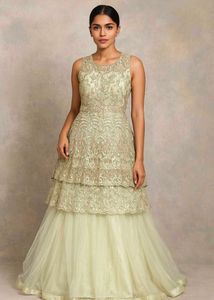 Elegant Tiered Embroidered Gown
