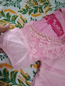 Pink Lace Detailed Kurta