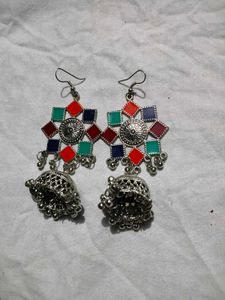 Boho Multicolor Jhumka Earrings