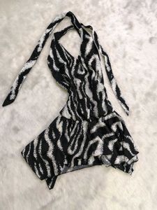 Stylish Zebra Print Halter neck dress