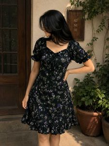 floral print cute tie up dress