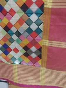 Vibrant Saree with Geometric Print