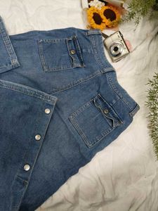 Vintage Style Button Detail Denim Jeans