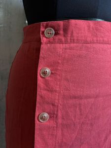 Women's Red Button-Front Midi Skirt