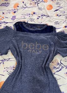 Bebe Italy Rhinestone Shoulder-cut Top
