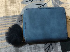 Krazy Kat Blue Wallet with Pom Po