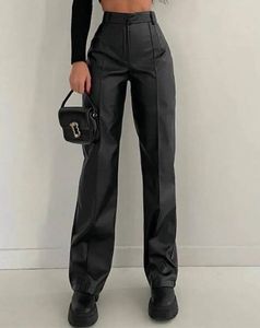 Chic Faux Leather Wide-Leg Pants