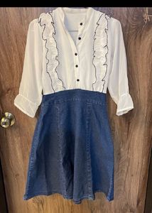 Denim Skirt and Frill Top Dress